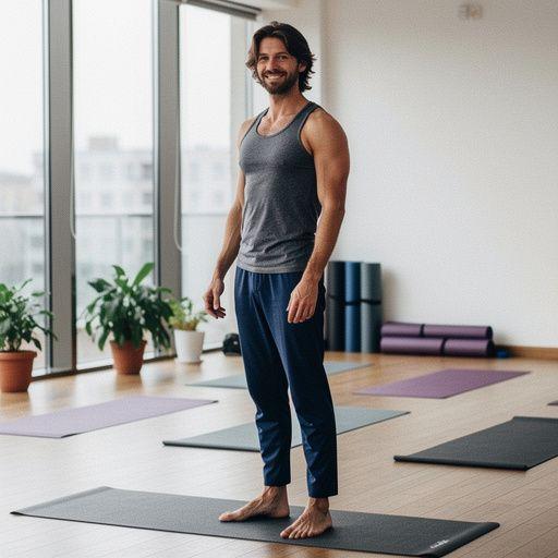 Kobieta wykonująca ćwiczenie jogi, skoncentrowana na oddechu i równowadze.